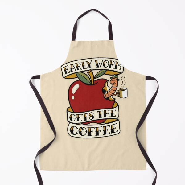 Item preview, Early Worm Gets The Coffee Apple Tattoo Flash Graphic T— Funny Coffee Lover Morning Humor designed and sold by SkTee2k.