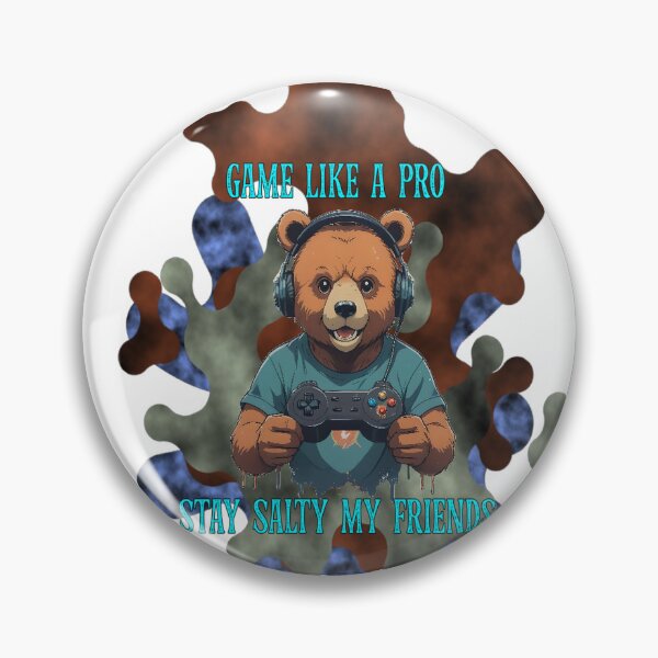Item preview, Game Like A Pro Stay Salty My Friends Chibi Gamer Bear designed and sold by Animalloveus.