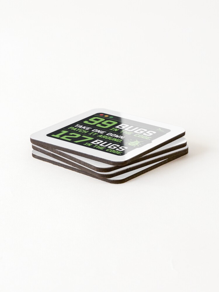 Thumbnail 4 of 5, Coasters (Set of 4), 99 Bugs Left In The Code Funny Programmer Humor designed and sold by DebugLab.