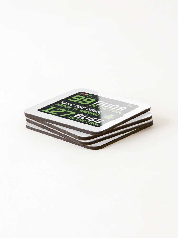 Thumbnail 4 of 5, Coasters (Set of 4), 99 Bugs Left In The Code Funny Programmer Humor designed and sold by DebugLab.