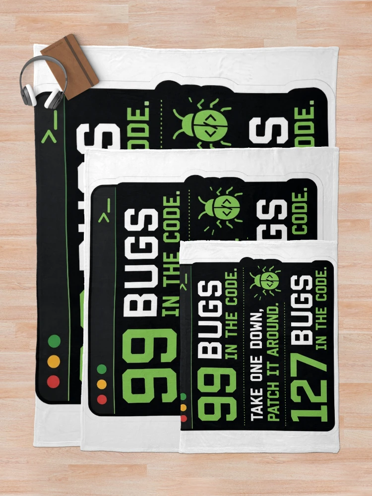 Thumbnail 5 of 6, Throw Blanket, 99 Bugs Left In The Code Funny Programmer Humor designed and sold by DebugLab.