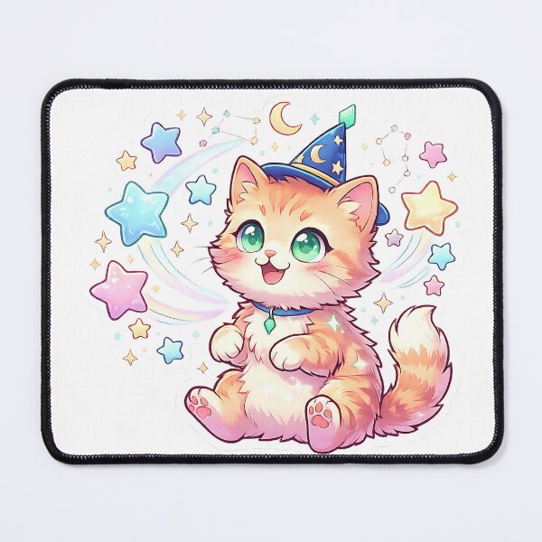 Item preview, Magical Wizard Kitten Kawaii Cat with Stars and Moon Fantasy Art designed and sold by 299Art.