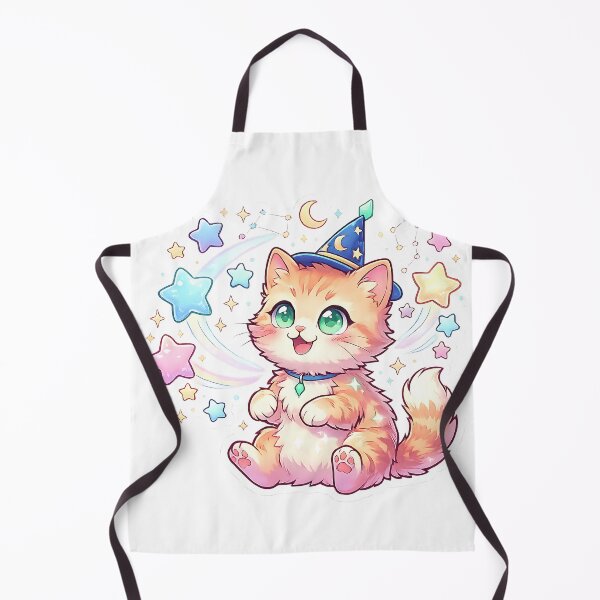 Item preview, Magical Wizard Kitten Kawaii Cat with Stars and Moon Fantasy Art designed and sold by 299Art.