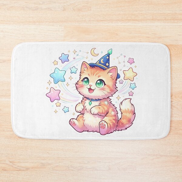 Item preview, Magical Wizard Kitten Kawaii Cat with Stars and Moon Fantasy Art designed and sold by 299Art.