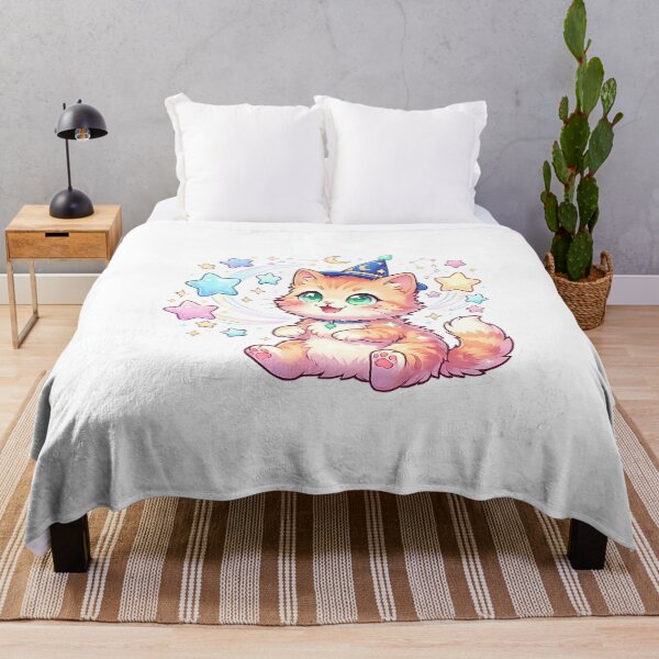 Item preview, Magical Wizard Kitten Kawaii Cat with Stars and Moon Fantasy Art designed and sold by 299Art.