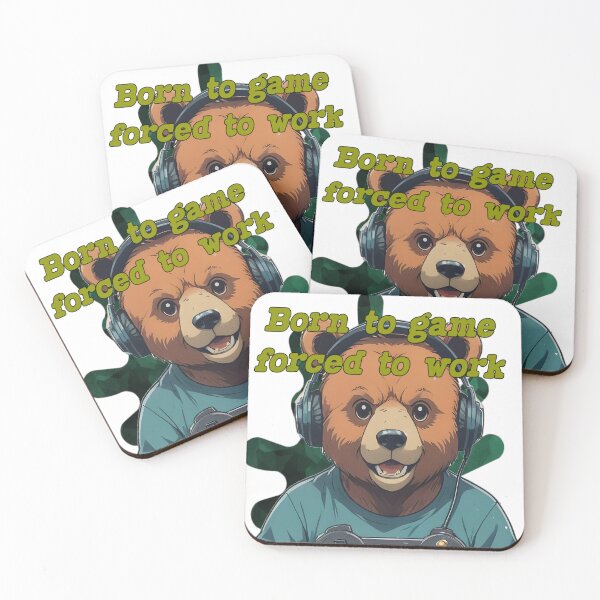 Item preview, Born To Game Forced To Work Funny Chibi Gamer Bear designed and sold by Animalloveus.
