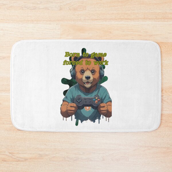 Item preview, Born To Game Forced To Work Funny Chibi Gamer Bear designed and sold by Animalloveus.