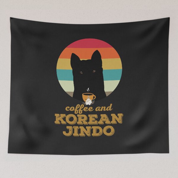 Item preview, Coffee and Black Korean Jindo Dog - Retro Sunset Puppy Quote designed and sold by sam0471.