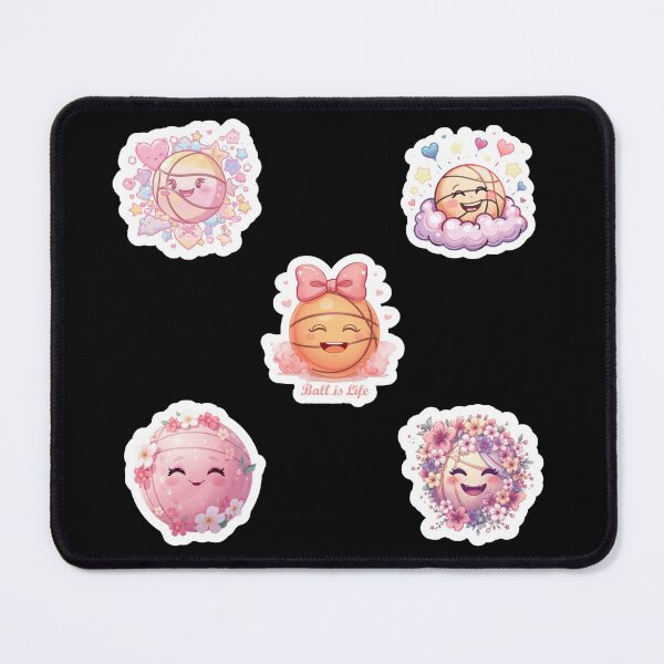 Item preview, Cute Kawaii Basketball Pastel Pink Vibes Set designed and sold by madebyjulia7.
