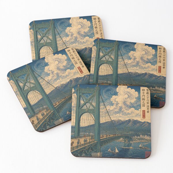 Item preview, Lions Gate Bridge Ukiyo-e Art Print designed and sold by UkiyoCities.