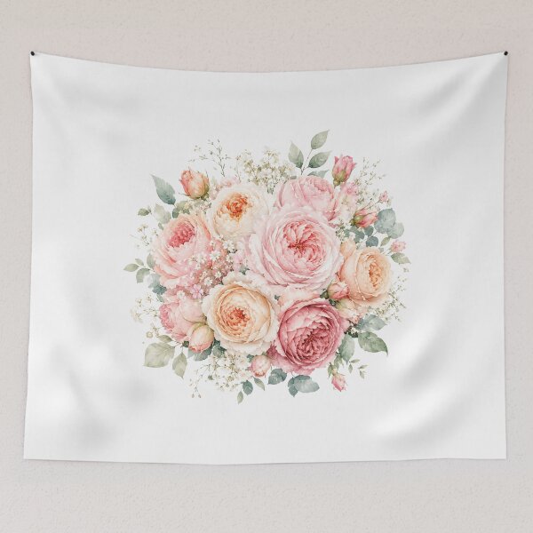 Item preview, Pink Rose Bouquet Watercolor Art Print | Romantic Blush Peach Garden Roses | Feminine Floral Wall Decor designed and sold by Panom Suavichien.