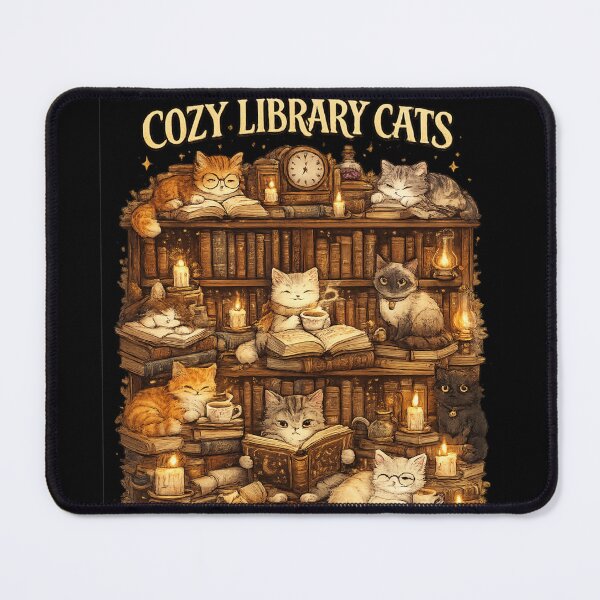 Item preview, Cozy Library Cats | Cute Book Lover Cat Art designed and sold by GokuCreative .
