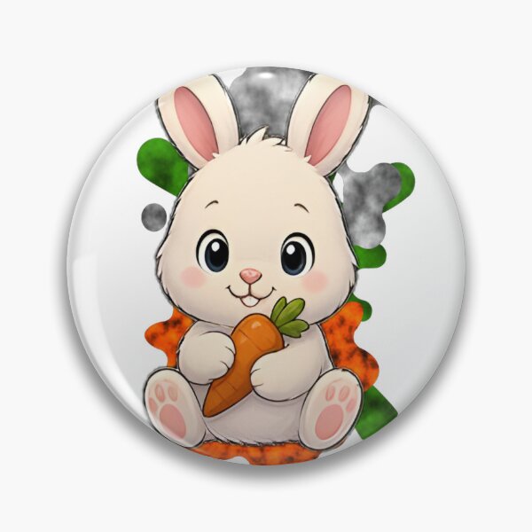 Item preview, Cute Chibi Bunny Rabbit Mascot with Carrot Orange and Green Splash designed and sold by Animalloveus.