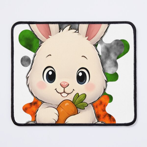 Item preview, Cute Chibi Bunny Rabbit Mascot with Carrot Orange and Green Splash designed and sold by Animalloveus.