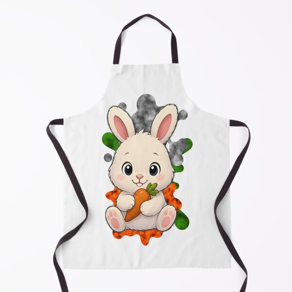 Item preview, Cute Chibi Bunny Rabbit Mascot with Carrot Orange and Green Splash designed and sold by Animalloveus.