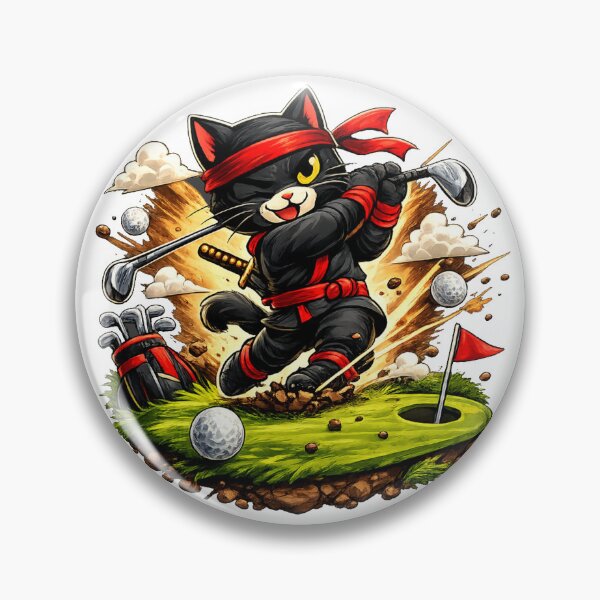 Item preview, Funny Ninja Cat Golfer – Cartoon Golf Design designed and sold by missprint57.