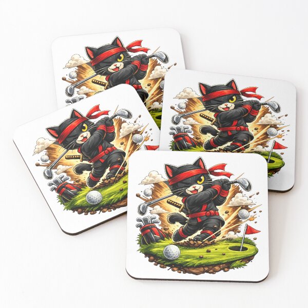 Item preview, Funny Ninja Cat Golfer – Cartoon Golf Design designed and sold by missprint57.