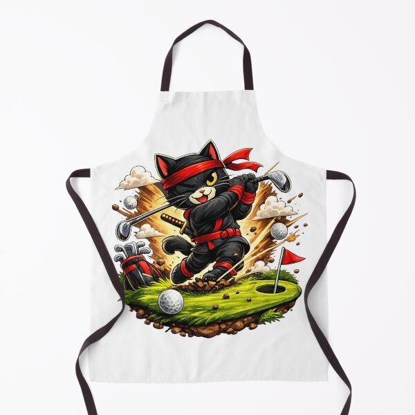 Item preview, Funny Ninja Cat Golfer – Cartoon Golf Design designed and sold by missprint57.