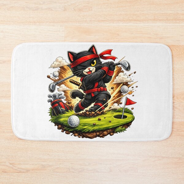 Item preview, Funny Ninja Cat Golfer – Cartoon Golf Design designed and sold by missprint57.