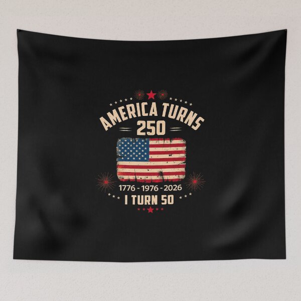 Item preview, America Turns 250 I Turn 50 Vintage Flag designed and sold by LunaMagicStudio.