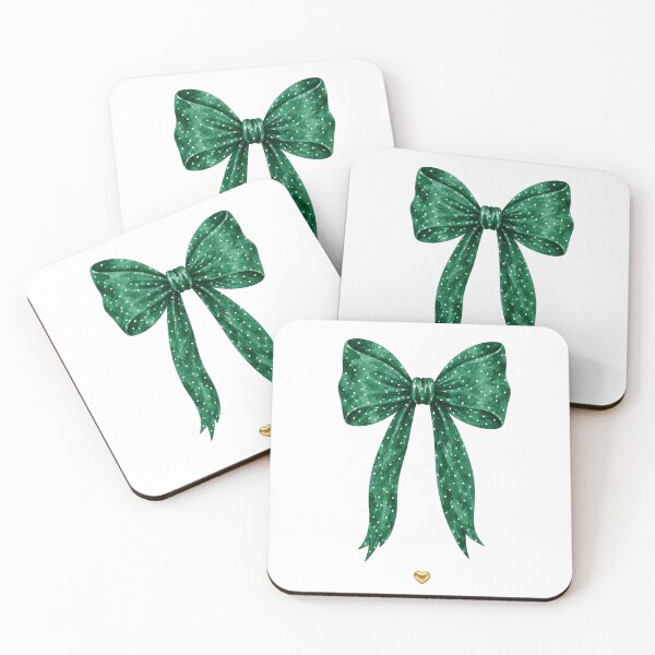 Item preview, Emerald Green Watercolor Polka Dot Bow with Golden Heart designed and sold by Ioanna-Studio.