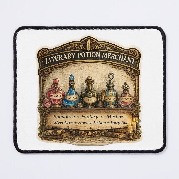 Item preview, Literary Potion Merchant | Fantasy Book Genre Potions | Magical Reader Shop Sign designed and sold by MrDev.