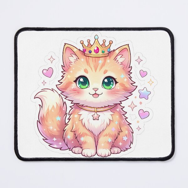 Item preview, Cute Princess Kitten with Crown Kawaii Royal Cat Fantasy Art designed and sold by 299Art.