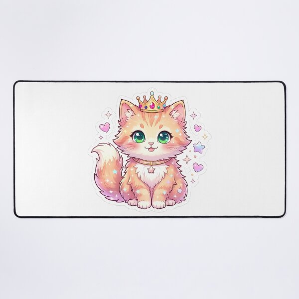 Item preview, Cute Princess Kitten with Crown Kawaii Royal Cat Fantasy Art designed and sold by 299Art.
