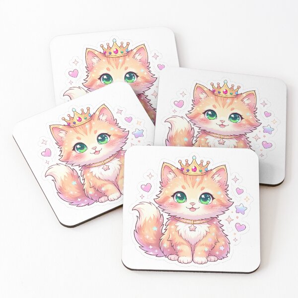 Item preview, Cute Princess Kitten with Crown Kawaii Royal Cat Fantasy Art designed and sold by 299Art.