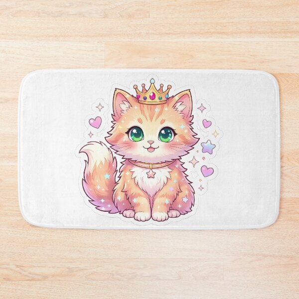 Item preview, Cute Princess Kitten with Crown Kawaii Royal Cat Fantasy Art designed and sold by 299Art.
