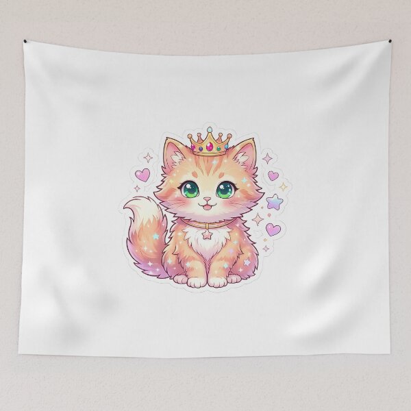 Item preview, Cute Princess Kitten with Crown Kawaii Royal Cat Fantasy Art designed and sold by 299Art.