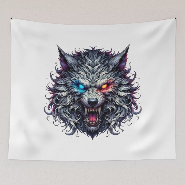 Item preview, Neon Cyber Wolf Head – Glowing Eyes Dark Fantasy Graphic designed and sold by eventdesign77.