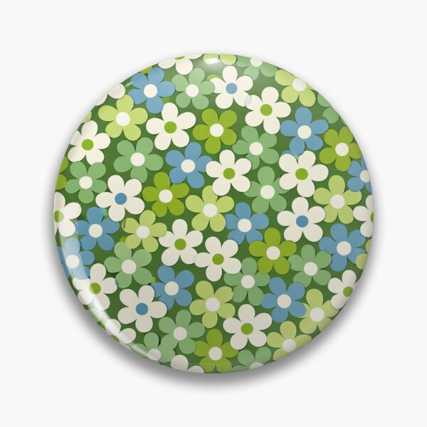 Item preview, Retro Daisy Floral Pattern in Green and Blue designed and sold by Owcomm.
