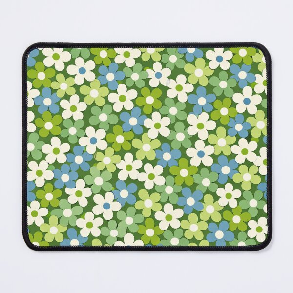 Item preview, Retro Daisy Floral Pattern in Green and Blue designed and sold by Owcomm.