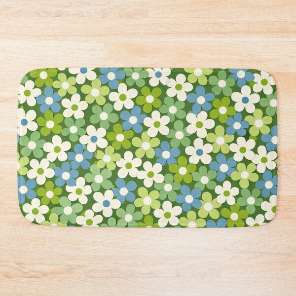 Item preview, Retro Daisy Floral Pattern in Green and Blue designed and sold by Owcomm.