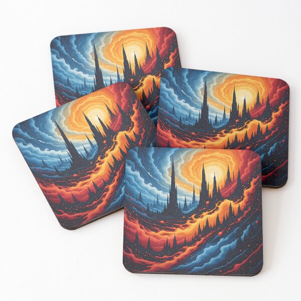 Item preview, Epic Dark Fantasy City with Lava Rivers and Cosmic Vortex Sky designed and sold by MegaStore101.