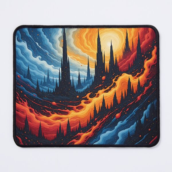 Item preview, Epic Dark Fantasy City with Lava Rivers and Cosmic Vortex Sky designed and sold by MegaStore101.