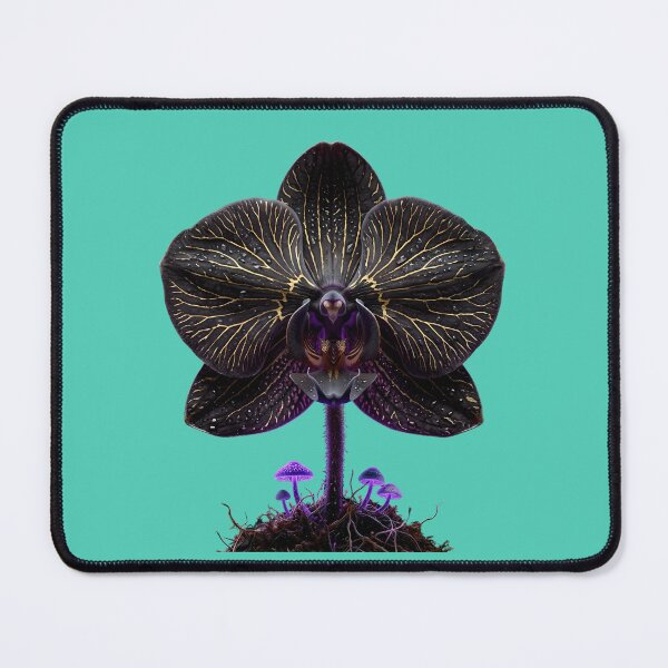 Item preview, Velvet Black Orchid Kintsugi Gold Veins Gothic Flower designed and sold by Utopian-Magic.