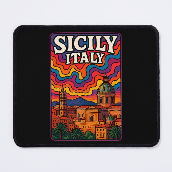 Item preview, Sicily Palermo Cityscape Italy Trippy Art Travel designed and sold by TomFrontierArt.