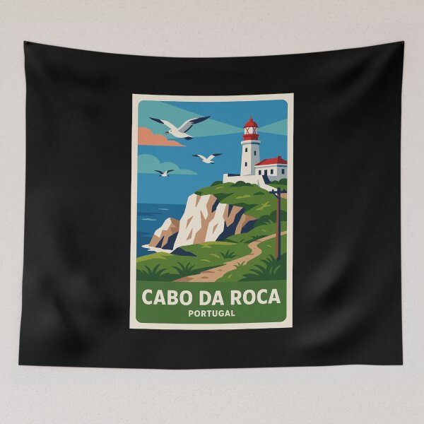 Item preview, Cabo da Roca Portugal – Retro Lighthouse Travel designed and sold by just-quotes.