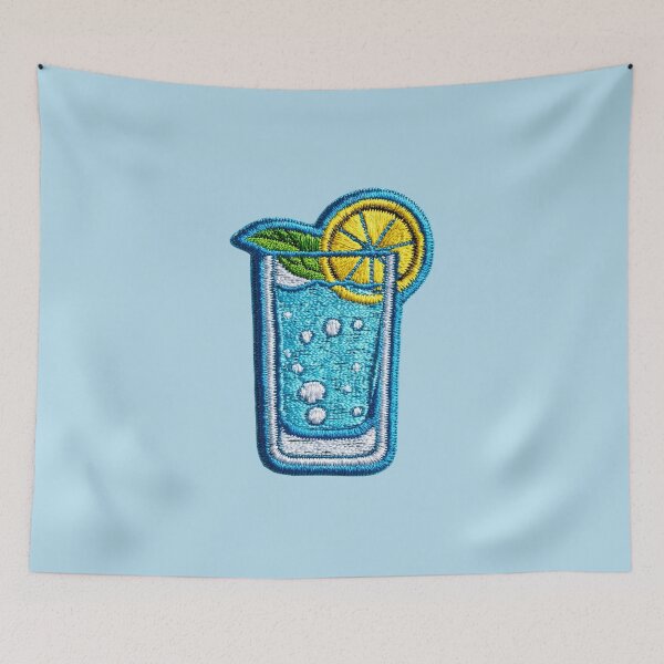 Item preview, Blue Lemon Soda Embroidery Patch Art designed and sold by MegaNovaArt.