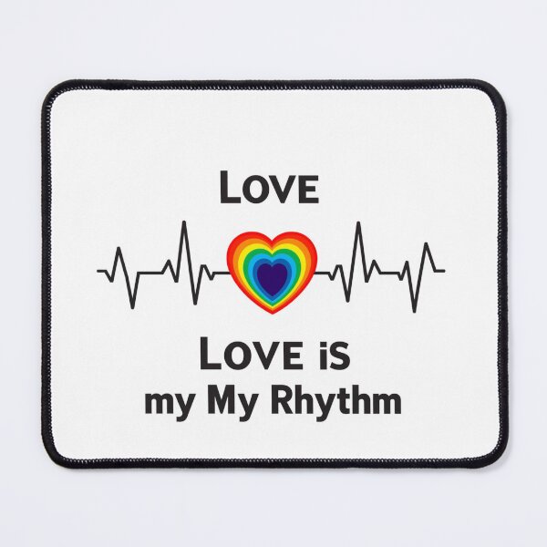 Item preview, Love Is My Rhythm Rainbow Heart LGBTQ Pride Heartbeat T-Shirt designed and sold by Vvmd.