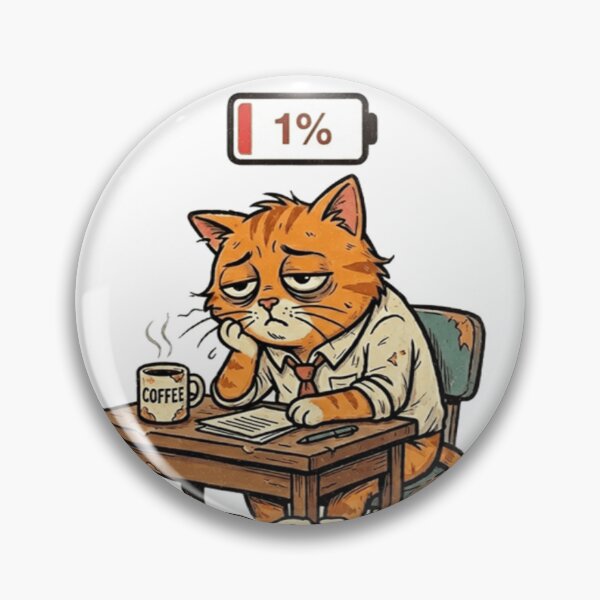 Item preview, Social Battery 1% Cat – Funny Introvert Office Humor designed and sold by Dada-arts.