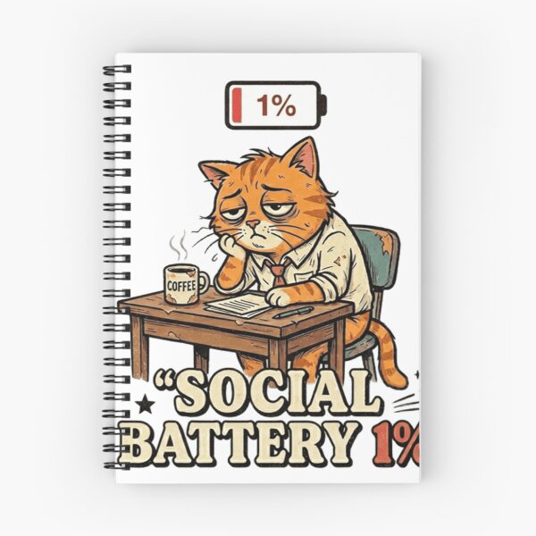 Item preview, Social Battery 1% Cat – Funny Introvert Office Humor designed and sold by Dada-arts.