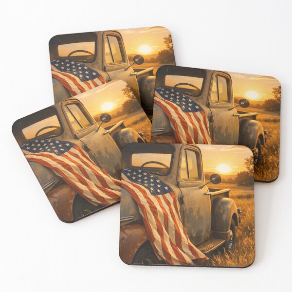 Item preview, Old Money Cinematic Sunset Truck Wallpaper – Vintage Americana Art Print designed and sold by Ve state official.