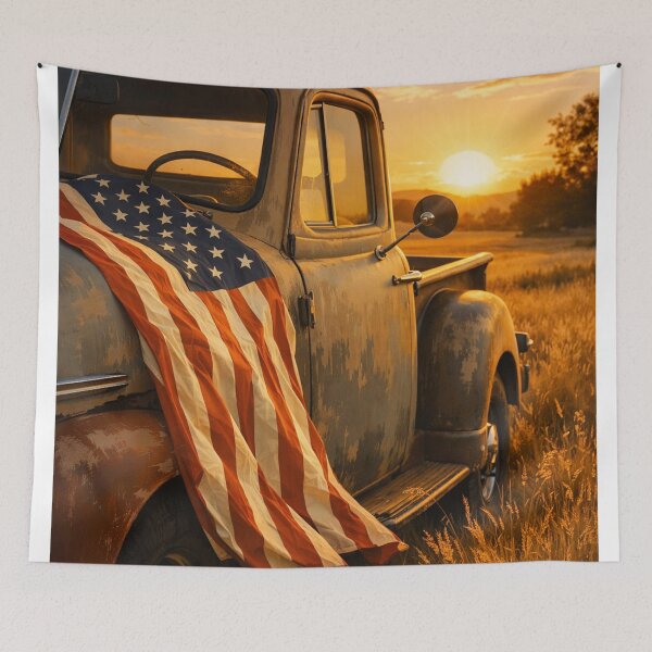 Item preview, Old Money Cinematic Sunset Truck Wallpaper – Vintage Americana Art Print designed and sold by Ve & Co.