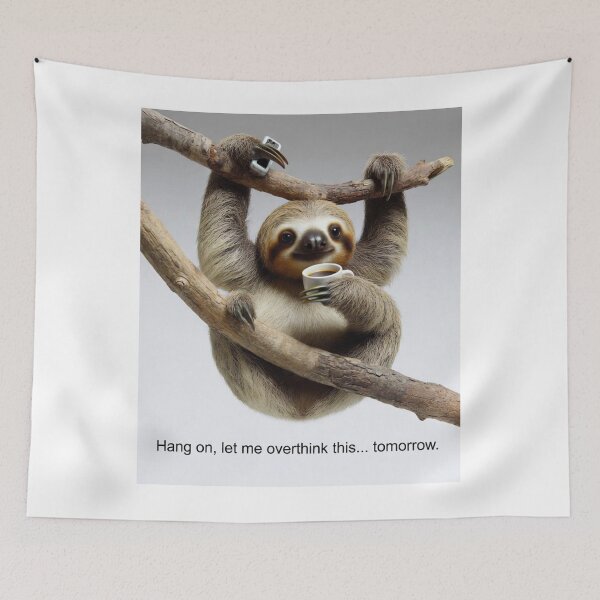 Item preview, Hang On, Let Me Overthink This Tomorrow Funny Sloth Shirt | Procrastination Humor Gift designed and sold by GalleryPeak.