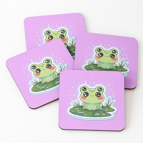 Item preview, Kawaii Frog on Lily Pad in Rain | Cute Rainy Day Frog Sticker Art | Cottagecore Frog Illustration | Happy Frog Nature Print designed and sold by NeonKawaiiCo.