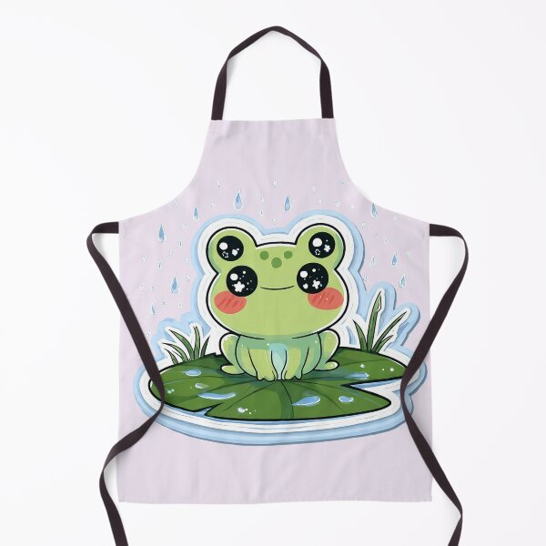 Item preview, Kawaii Frog on Lily Pad in Rain | Cute Rainy Day Frog Sticker Art | Cottagecore Frog Illustration | Happy Frog Nature Print designed and sold by NeonKawaiiCo.