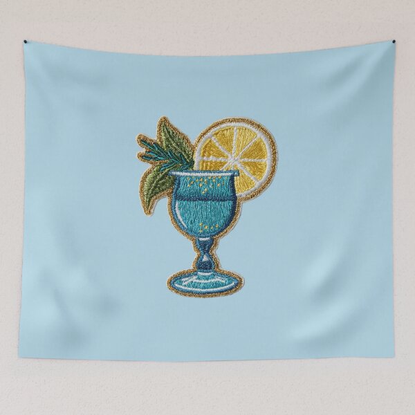 Item preview, Blue Citrus Cocktail Embroidery Patch designed and sold by MegaNovaArt.